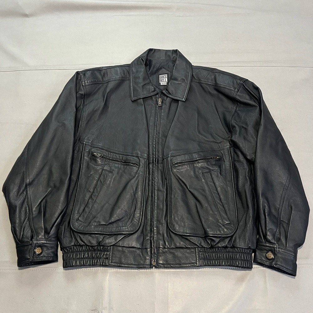 VTG Men Black A-2 Pilot Emo Grunge Punk Rock‎ Biker Leather Jacket-L-Bomber-XXXX